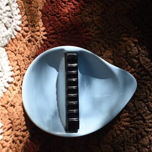 Vintage Mid-Century Blue & Black Teardrop Ceramic Ashtray